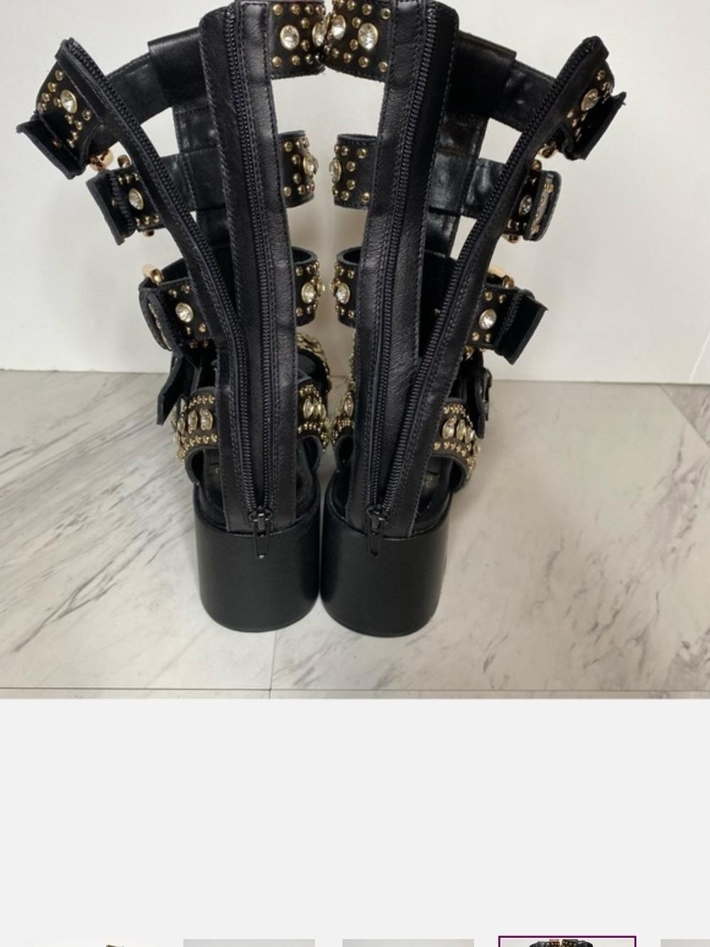Jeffrey Campbell Nwot Black Platform Gladiator Sandals with Gold Buckles - Picture 4 of 17